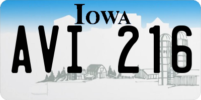 IA license plate AVI216