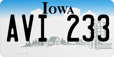IA license plate AVI233