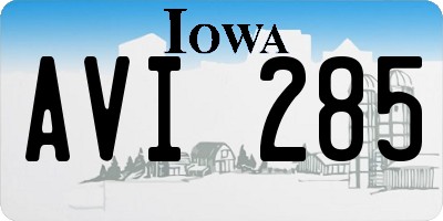 IA license plate AVI285
