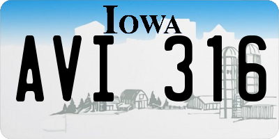 IA license plate AVI316