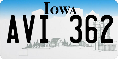 IA license plate AVI362