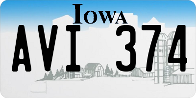 IA license plate AVI374