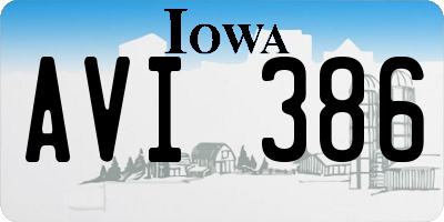 IA license plate AVI386