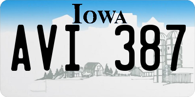 IA license plate AVI387