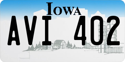 IA license plate AVI402