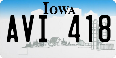 IA license plate AVI418