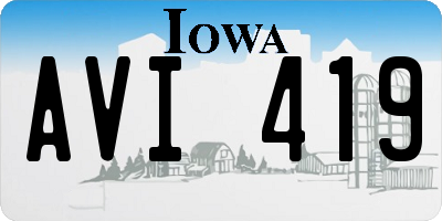 IA license plate AVI419