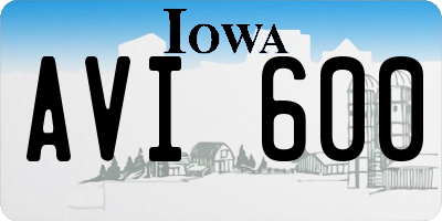 IA license plate AVI600