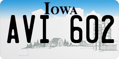 IA license plate AVI602