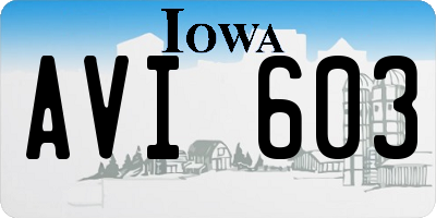 IA license plate AVI603