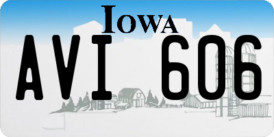 IA license plate AVI606