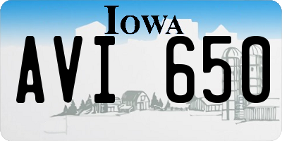 IA license plate AVI650