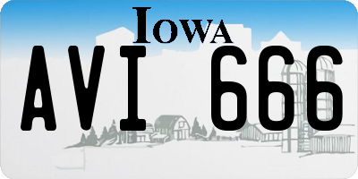 IA license plate AVI666