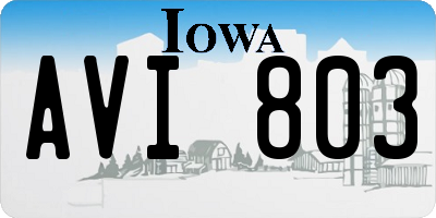 IA license plate AVI803