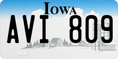 IA license plate AVI809
