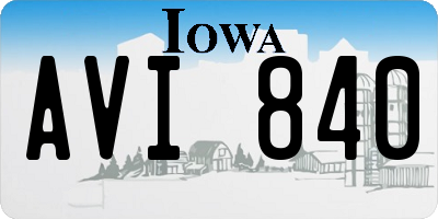IA license plate AVI840