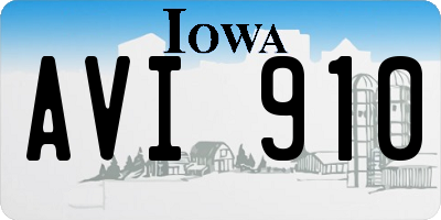 IA license plate AVI910