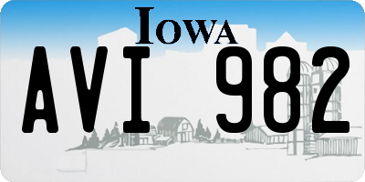 IA license plate AVI982