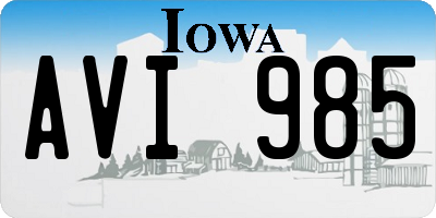 IA license plate AVI985