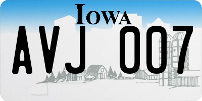 IA license plate AVJ007