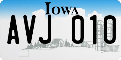 IA license plate AVJ010
