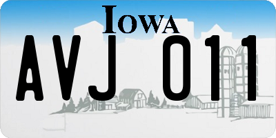 IA license plate AVJ011