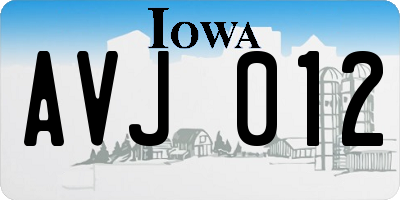 IA license plate AVJ012