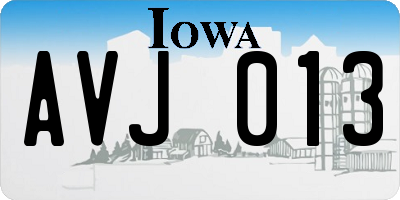 IA license plate AVJ013