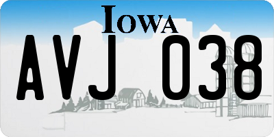 IA license plate AVJ038