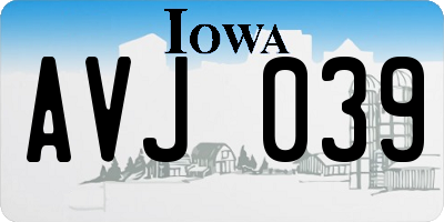 IA license plate AVJ039