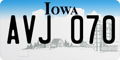 IA license plate AVJ070