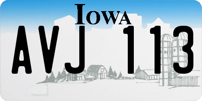 IA license plate AVJ113
