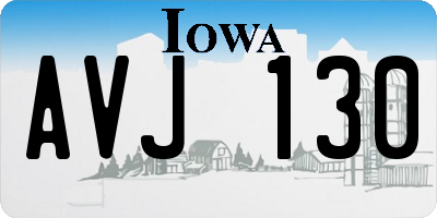 IA license plate AVJ130