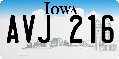 IA license plate AVJ216