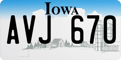IA license plate AVJ670