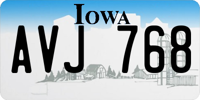 IA license plate AVJ768