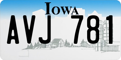 IA license plate AVJ781