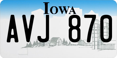 IA license plate AVJ870