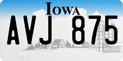 IA license plate AVJ875
