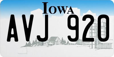 IA license plate AVJ920