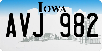 IA license plate AVJ982
