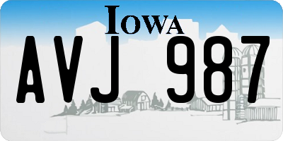 IA license plate AVJ987