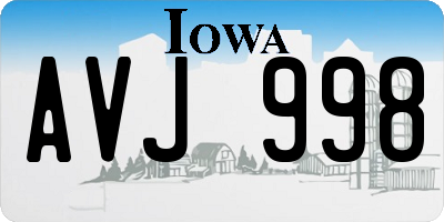 IA license plate AVJ998