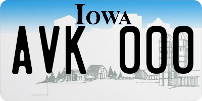 IA license plate AVK000