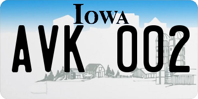 IA license plate AVK002