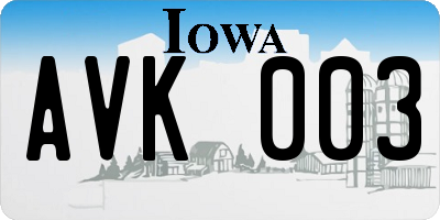 IA license plate AVK003
