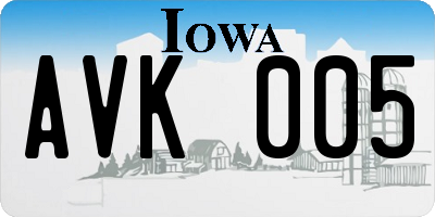 IA license plate AVK005