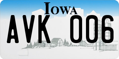 IA license plate AVK006