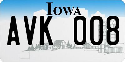 IA license plate AVK008
