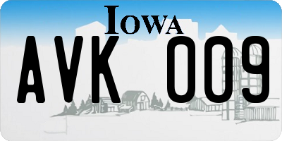 IA license plate AVK009